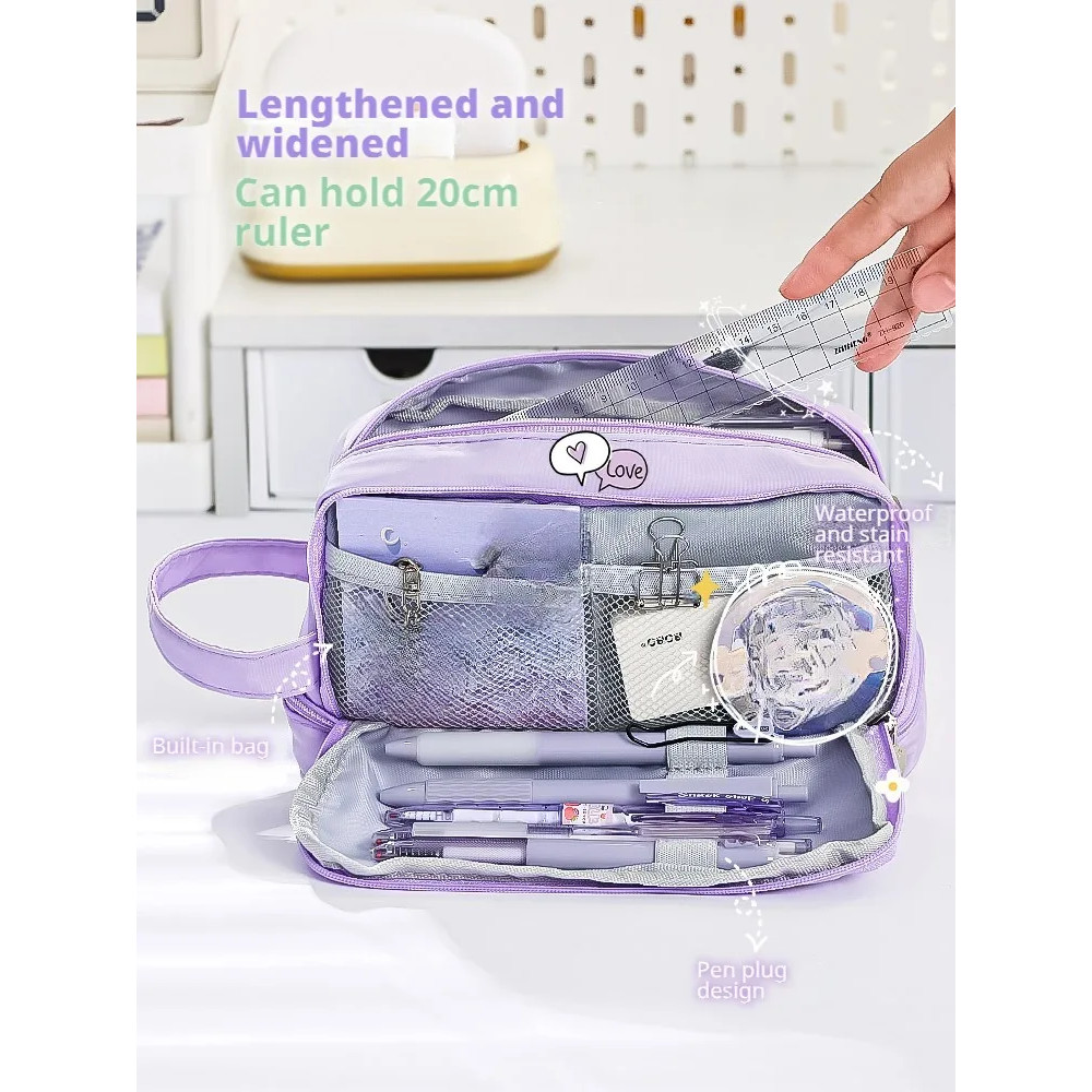 

Pencil Bag For School Students With Large Capacity Multi-Functional Pen Case Macaron Color Matching