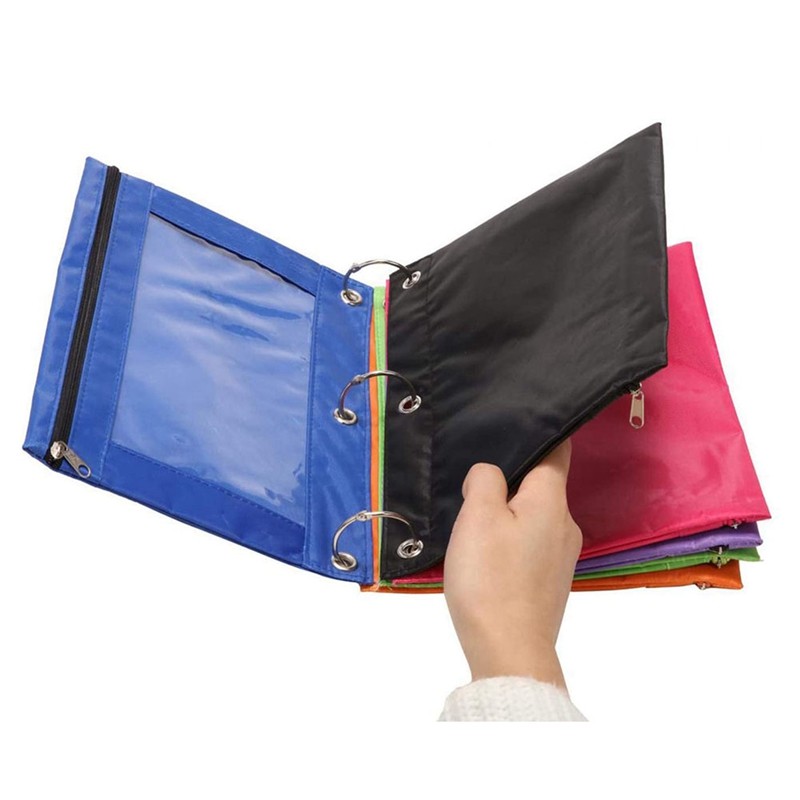 

8 Pcs 3 Ring Zipper Pencil Pouch Colorful Fabric Pencil Case Sturdy And Durable Binder Pouch With