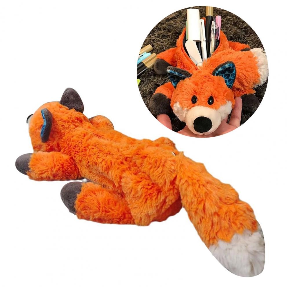 

Pencil Case Cartoon Fox Shape Pen Pouch Large Capacity Student Stationery Bag Zipper Closure Pencils