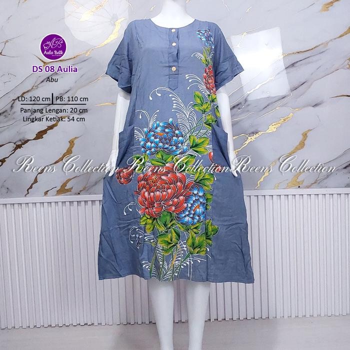 Aluna- Aulia Batik Daster 08 Batik Print Daster 3 Kancing Depan Busui 2 Saku Tangan Pendek Di