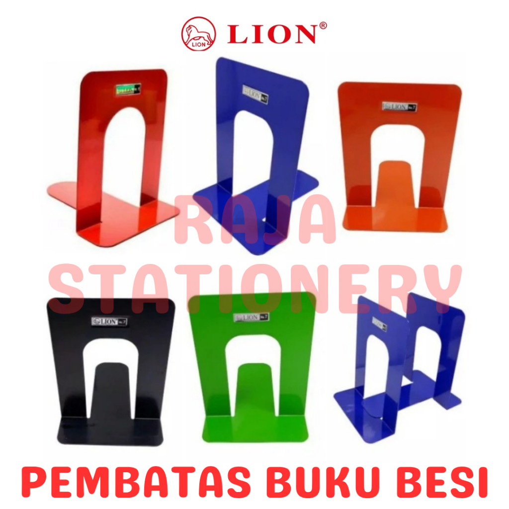 

Lion Book End BESI No.7 End Book / Penyangga Sandaran Penahan Pembatas Buku Rak Lion No.7 - RAJA BIGBOX