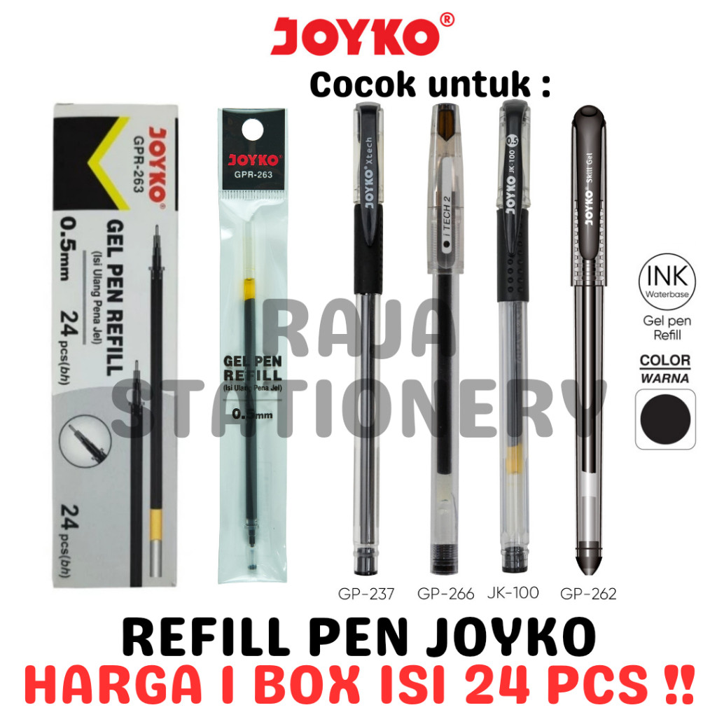 

JOYKO GEL PEN REFILL 0.5 BLACK BLUE ISI ULANG PEN JOYKO JK-100 GP-262 HITAM BIRU GPR-263 BOX [24PCS] - RAJA BIGBOX