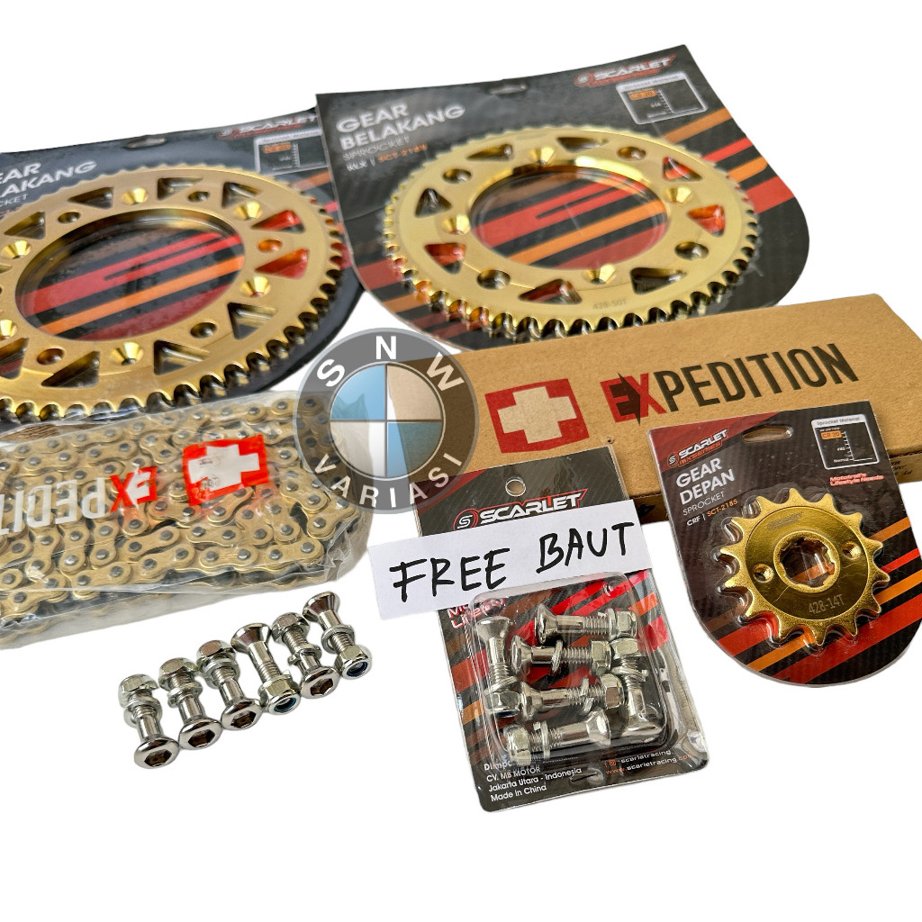 SCARLET RACING - Gir Gearset Crf 150l Plus Rantai GOLD Free Baut Gir Sepaket Gear Crf150l originals