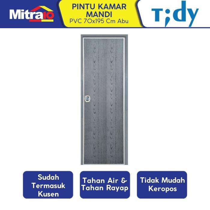 New Tidy Pintu Pvc Premium 70X195Cm Abu (Kanan/ Kiri)