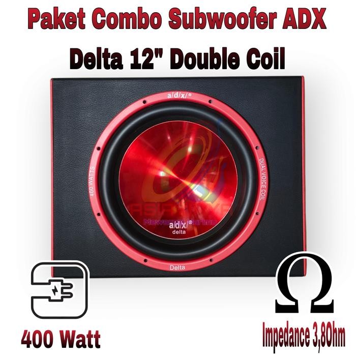 Paket Combo Speaker Subwoofer ADX Delta Red 12 inch Double Coil Plus Box 12 Inch
