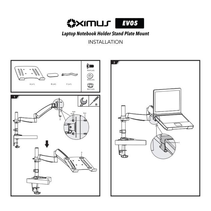 

Bracket Laptop Notebook Holder Stand Plate Mount Oximus EV05 - Tatakan Laptop dengan Safety Belt dan