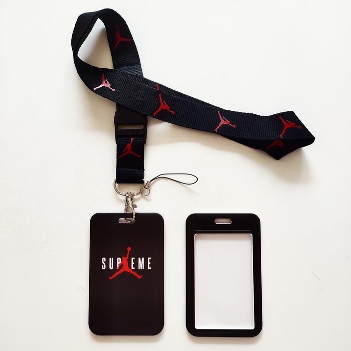 

ID Card Holder Name Tag Lanyard / Kalung Kartu Black Supreme