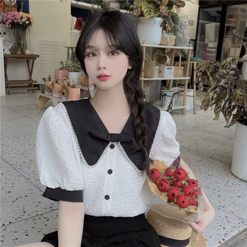 [READYY] yikoo-Blouse korea dasi busur temperamen blus atasan wanita