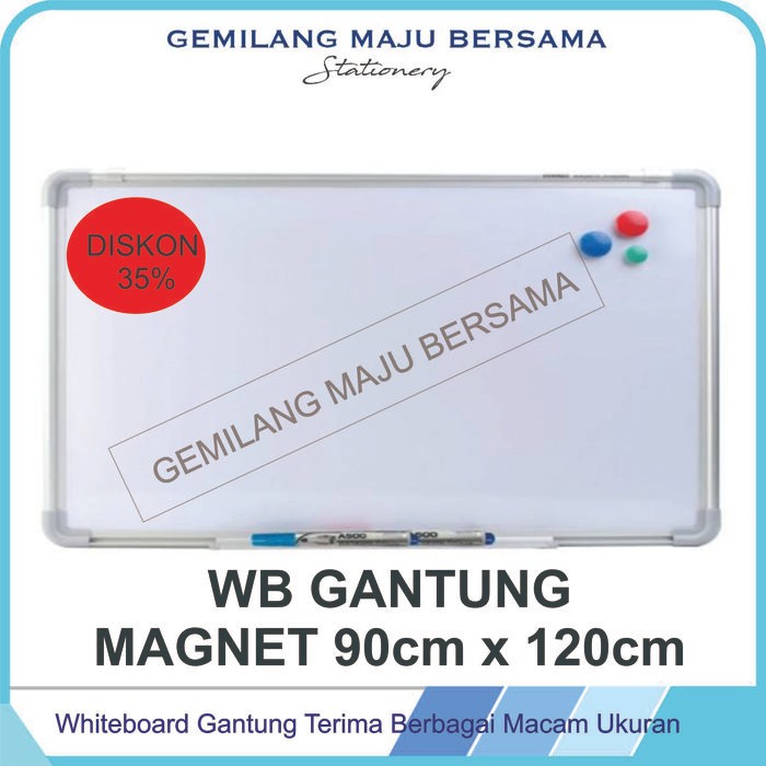 

Whiteboard / Papan Tulis Gantung Dinding 90 x 120 ( Magnet / Non Magnet )