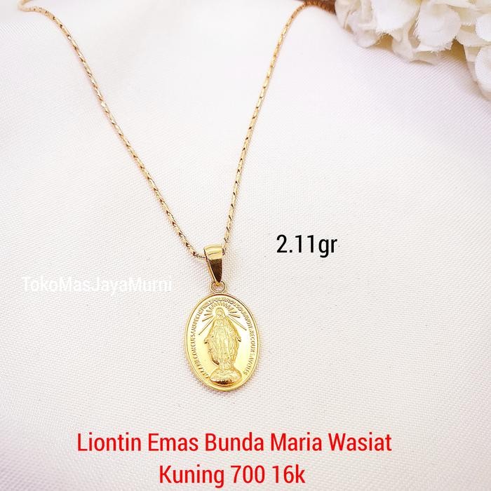 Outsy- Liontin Emas Medali Wasiat Bunda Maria Kuning 700 16K