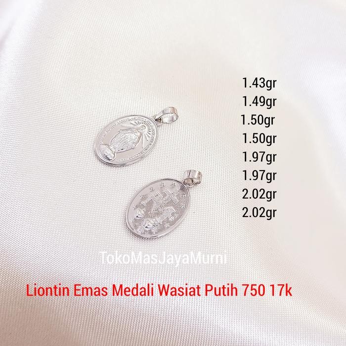 Outsy- Liontin Emas Medali Wasiat Bunda Maria Putih 750