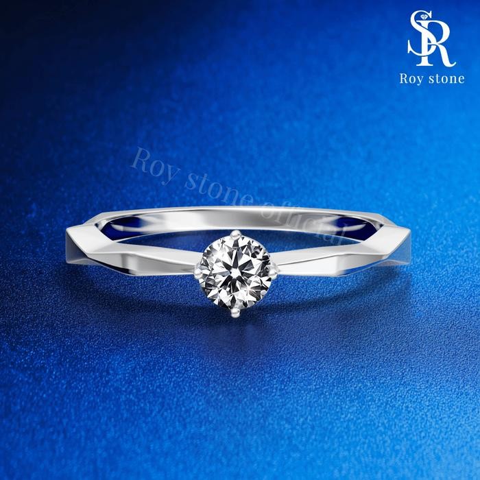 Outsy- Roystone - Cincin Moissanite Original Wanita Perhiasan Silver Asli Lapis Emas Putih