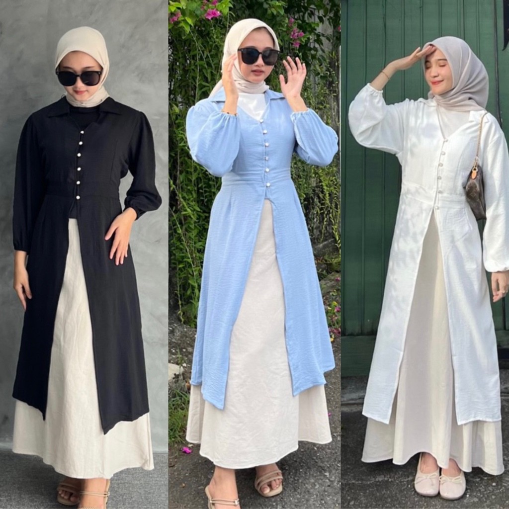 PROMO / AURA LONG TUNIK OUTER / TUNIK WANITA / OUTER LONG CARDI WANITA / BAJU WANITA BUMIL BUSUI