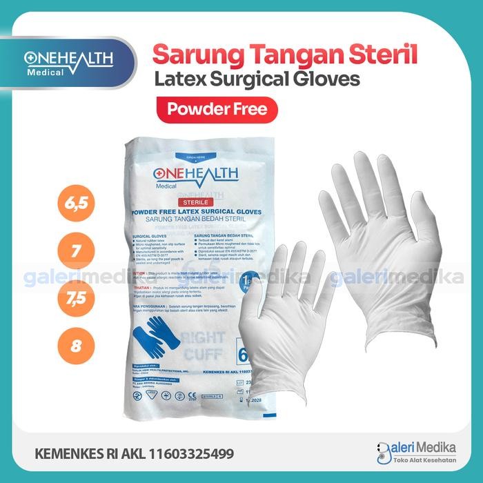 Sarung Tangan Steril OneHealth Latex Surgical Powd Panjang Medis