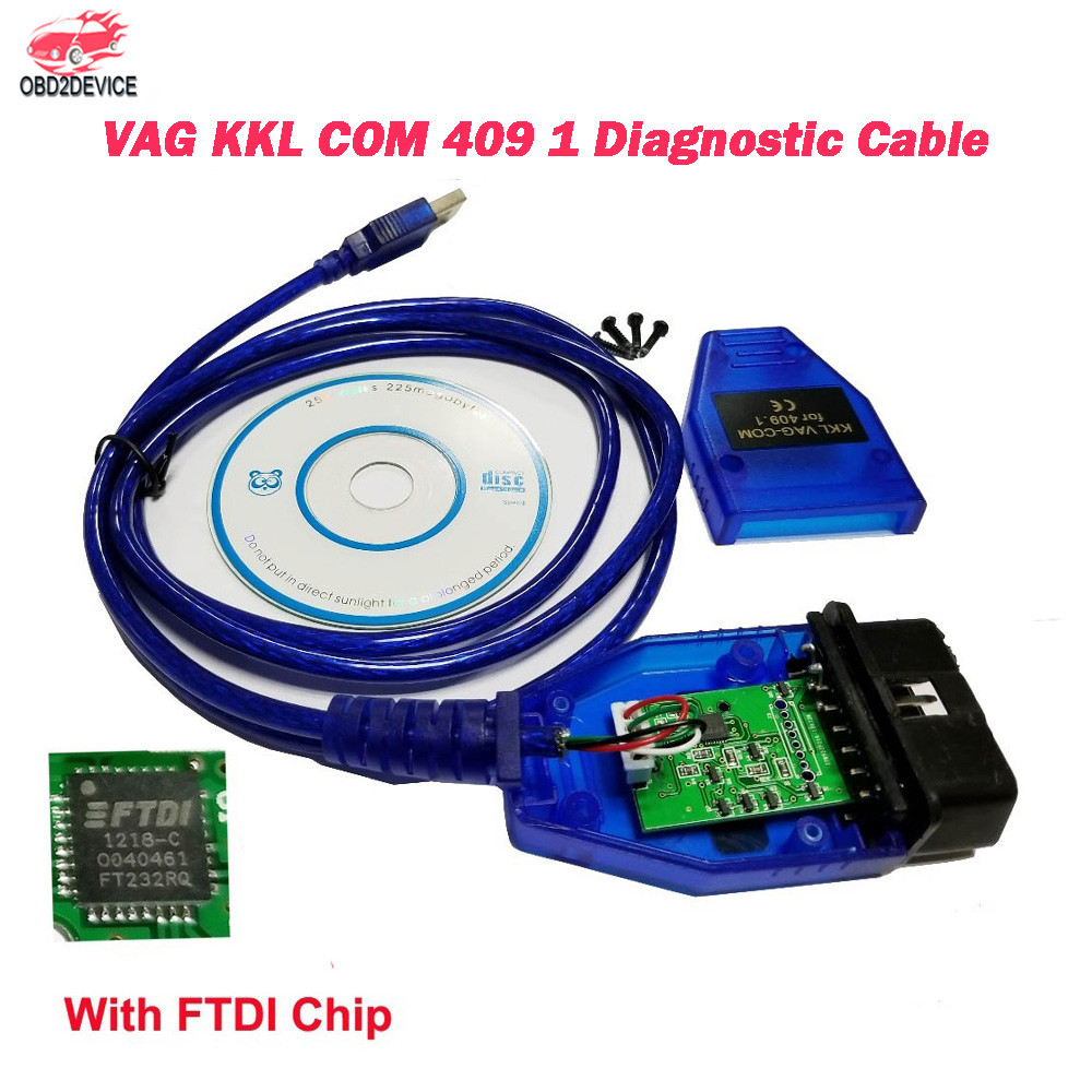 full chip VAG-com KKL 409 FTDI OBD2 Interface KKL409 Diagnostic Cable