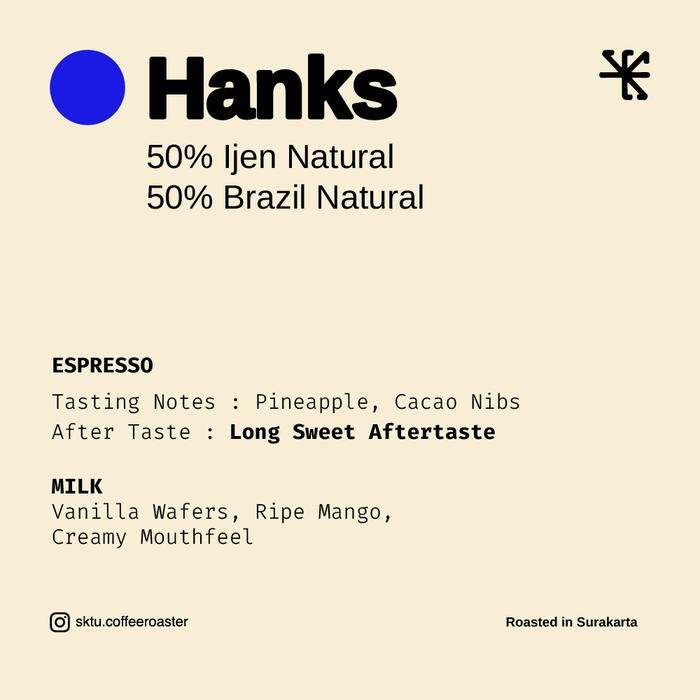 

Hanks Blend espresso blend roasted specialty biji kopi