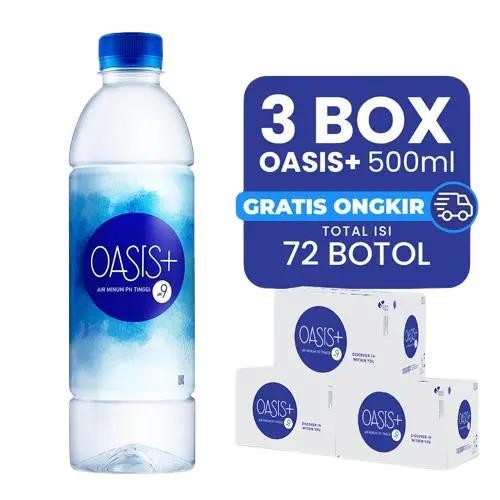 

3 Box Oasis+ Kemasan Botol 500ml (Total 72 Botol). Air Minuman berkualitas tinggi untuk menjaga