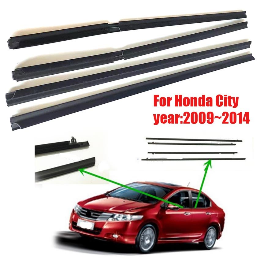 4Pcs Weather Strip Karet Pelipit Kaca Pintu Luar Weather Strip Honda City Lama All New 2009-2014