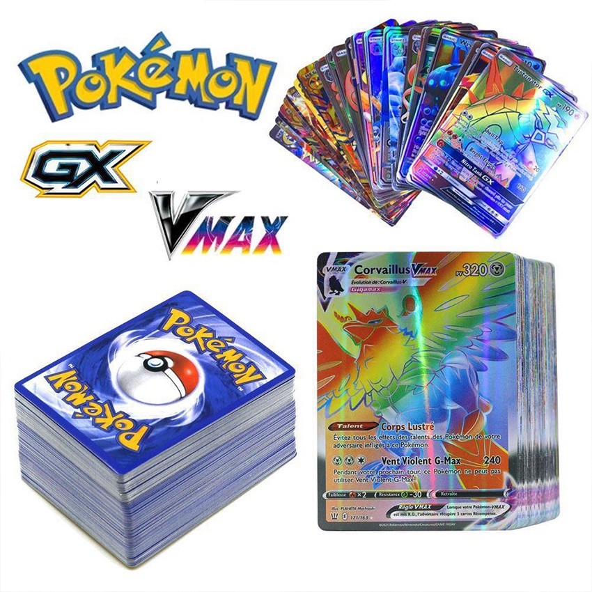 60Pcs Pokemon Vmax Cards/Kartu Pokemon Vmaxtcg/Pokemon Shiny Cards/Kartu Laser Pokemon