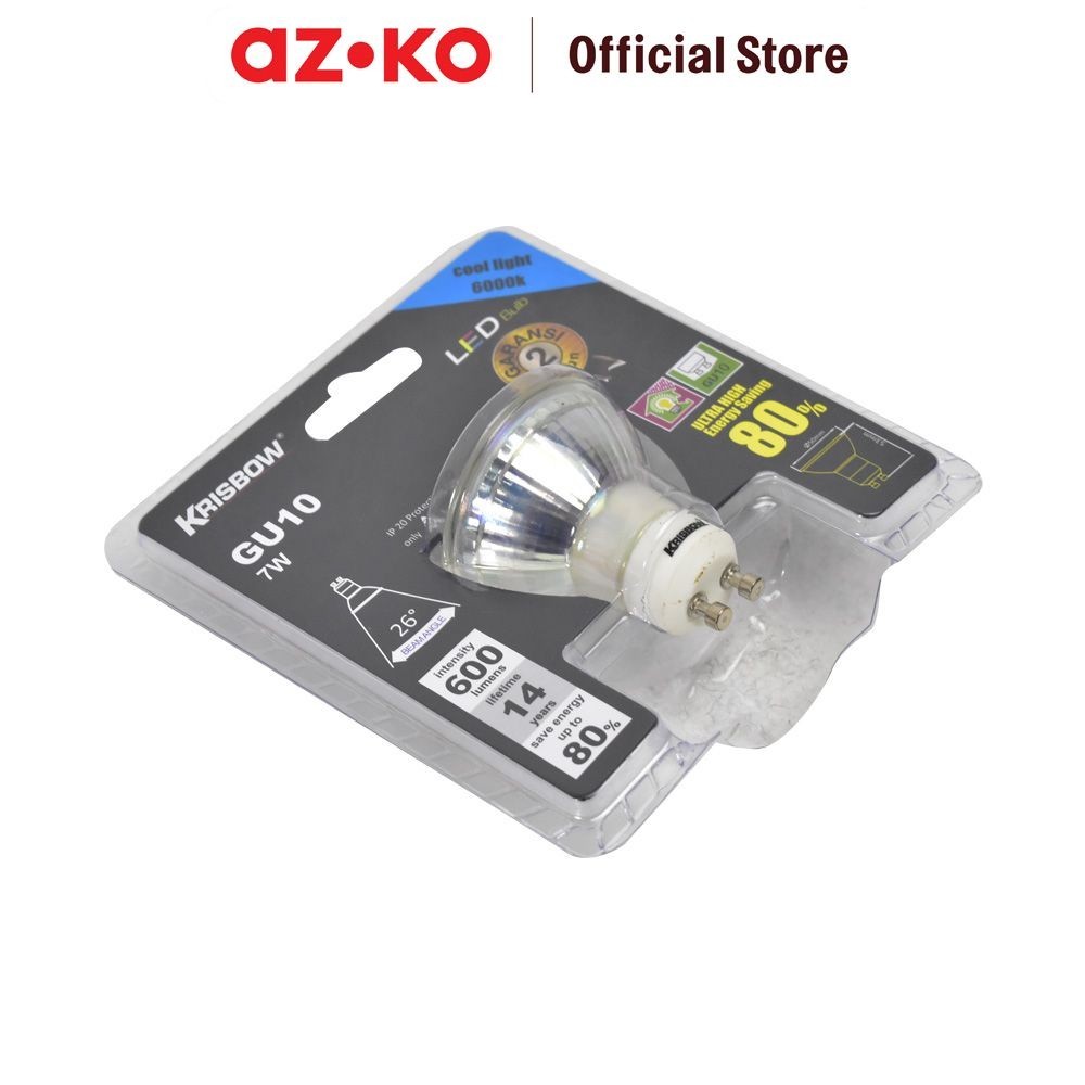 AZKO Krisbow Bohlam Led Gu10 7w 600 Lumens - Putih Bulb Lampu Cahaya Putih Indoor Outdoor Light Led