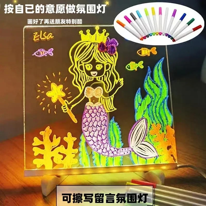 

Children Diy Hand Drawn Drawing Board Student Easy To Wipe Acrylic Luminous Handwritten Souptoys