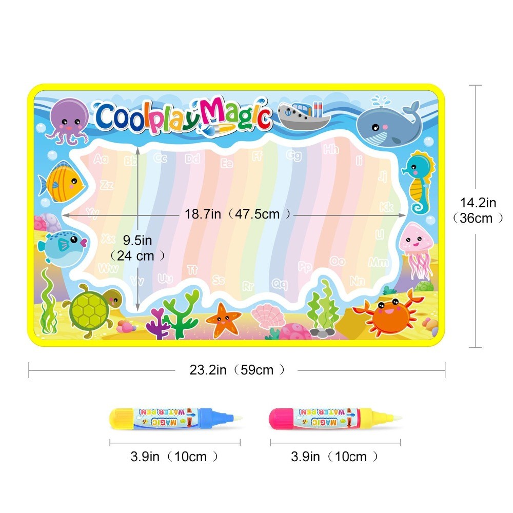 

Coolplay Animal Themes Rainbow Water Drawing Mat & 2 Pens Water Doodle Mat Coloring Books Water