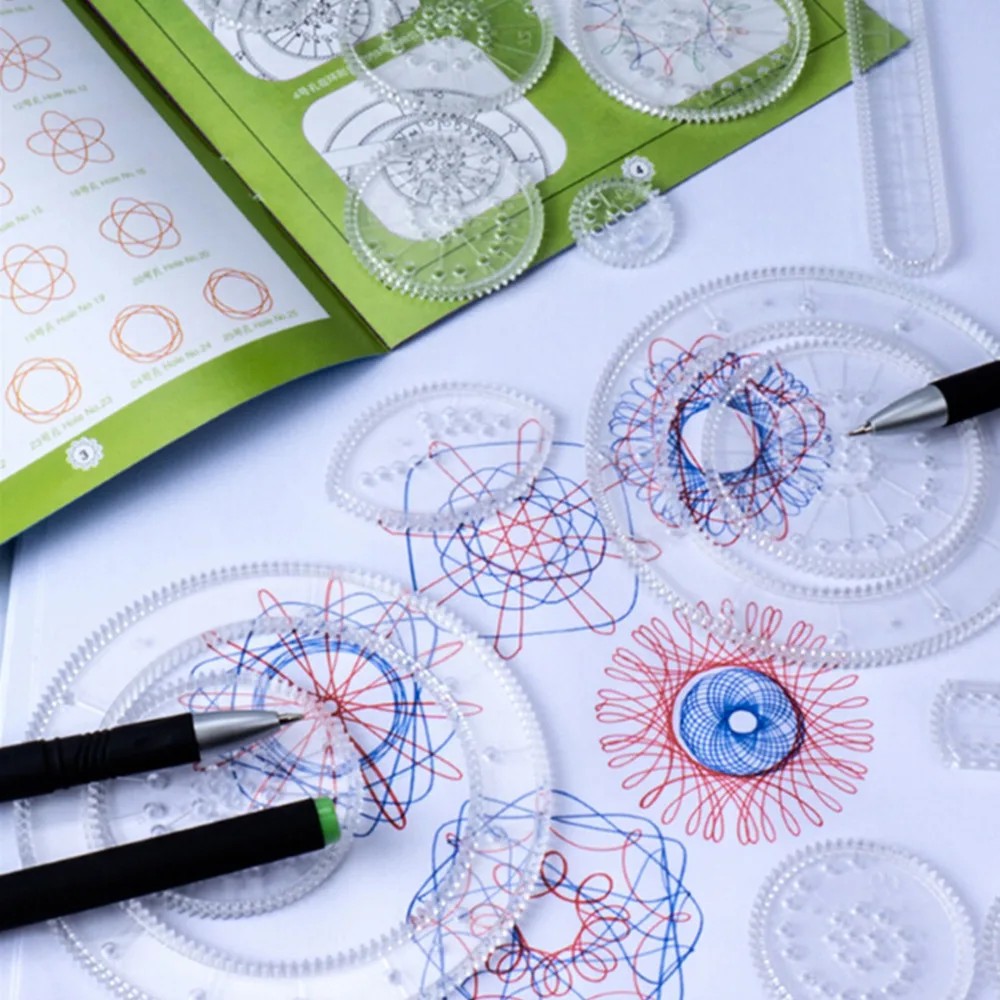 

Spirograph Drawing Set 2020 New Deluxe Design Tin Set Draw Spiral Designs Interlocking Gears Wheels