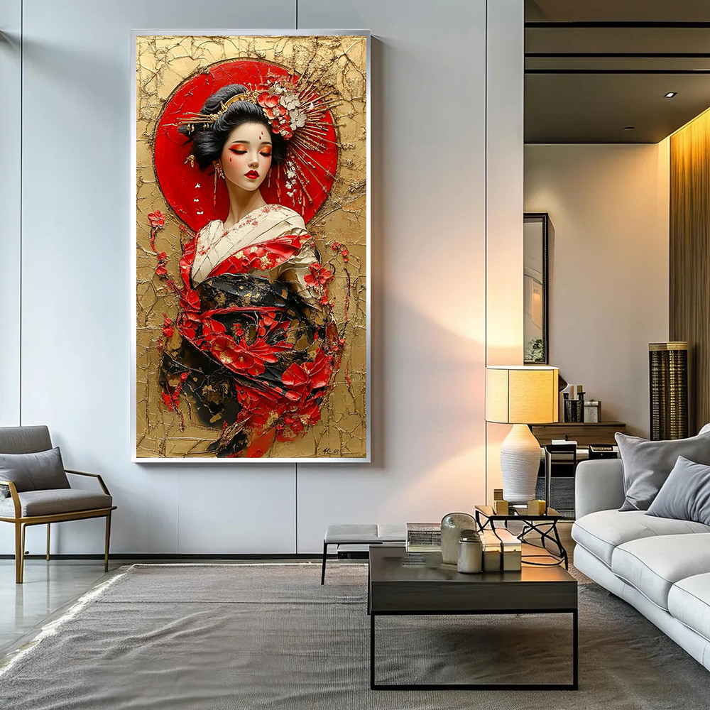 

Japanese Geisha Painting Abstract Woman Canvas Wall Art Vintage Girl Anime Poster Prints For Bedroom