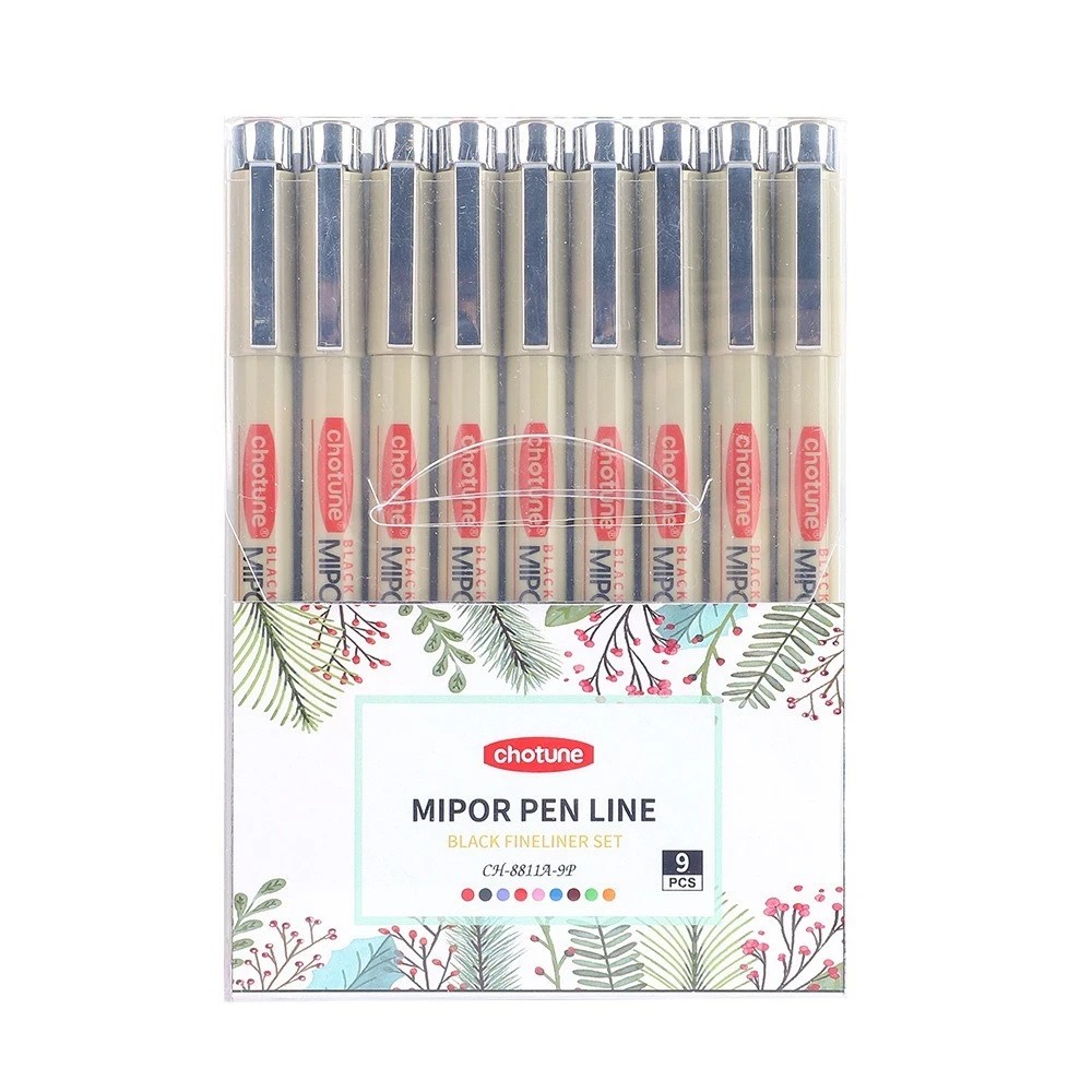 

Precision Micro-Line Pens, Set Of 9 Colors Brush Fineliner Ink Pens, Waterproof Archival Ink,