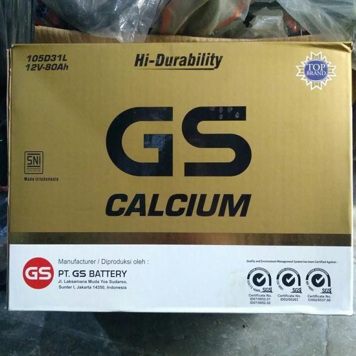 aki mobil battery GS astra type calcium 105D31L 12volt 80amper,