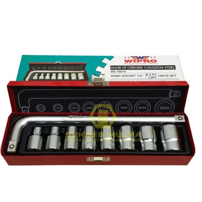 WIPRO RS-16810 Kunci Sok 10 Pcs Kunci Shock Set Socket Wrench Set