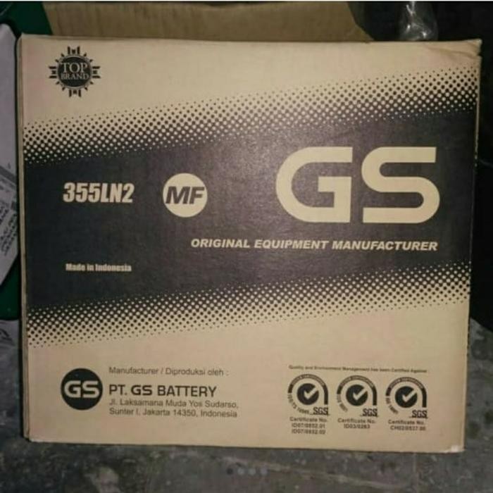 Aki Mobil / Battery Type GS MF 355LN2/LN2 12V 60AH