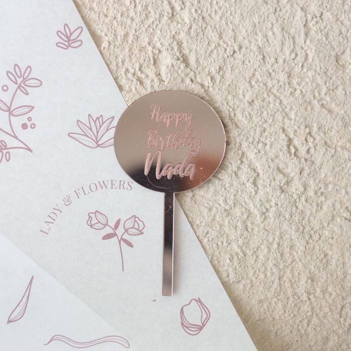 Custom Topper Akrilik Rosegold ( Untuk Glass Dome/ Glass Box ) Terlaris