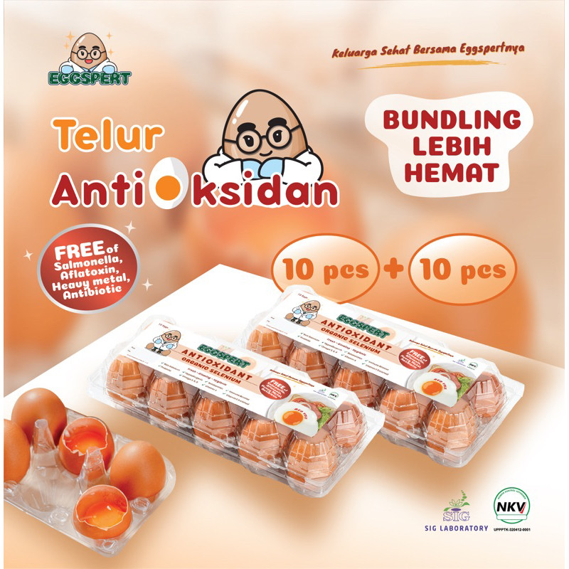 

EGGSPERT TELUR AYAM ANTIOKSIDAN (ORGANIK SELENIUM) PAKET BUNDLING 10PCS + 10PCS TERLARIS