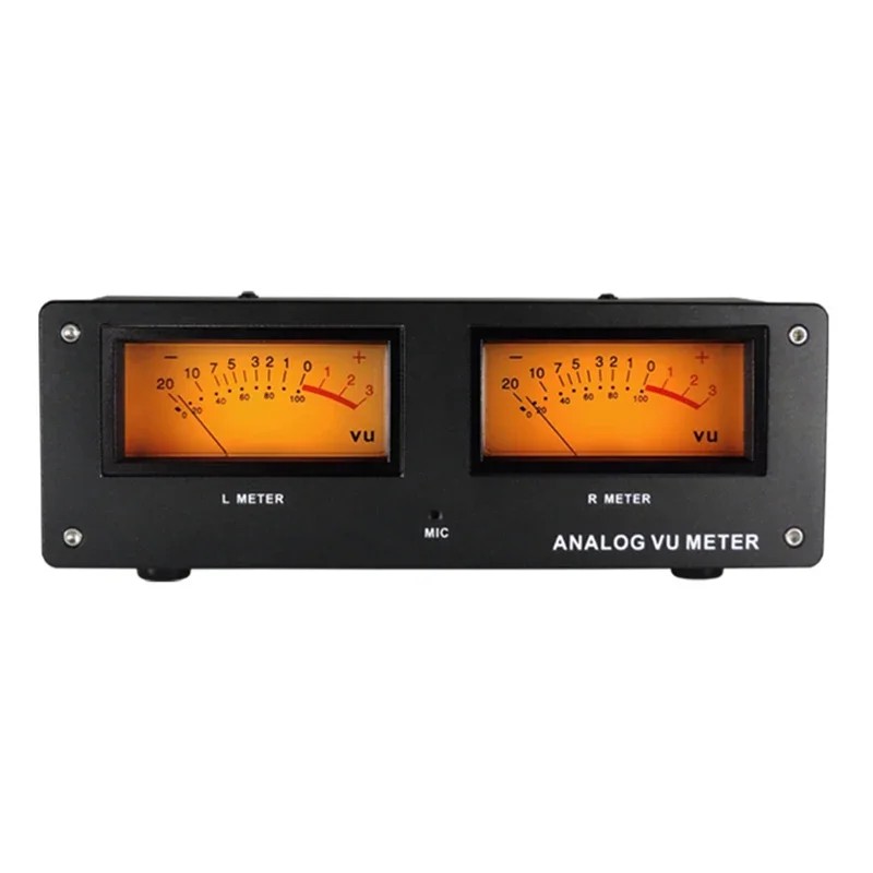 Square VU Meter Music Spectrometer Dual VU Meter Aluminium Panel LED Warm Backlight Dual Mode Oscill