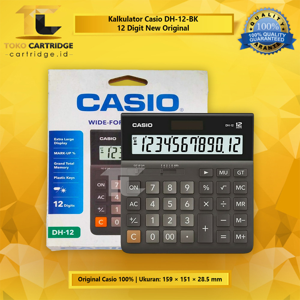 

[READY] Calculator Casio DH-12 BK White 12 Digits Kalkulator DH 12 Black White 12 Digit Dekstop