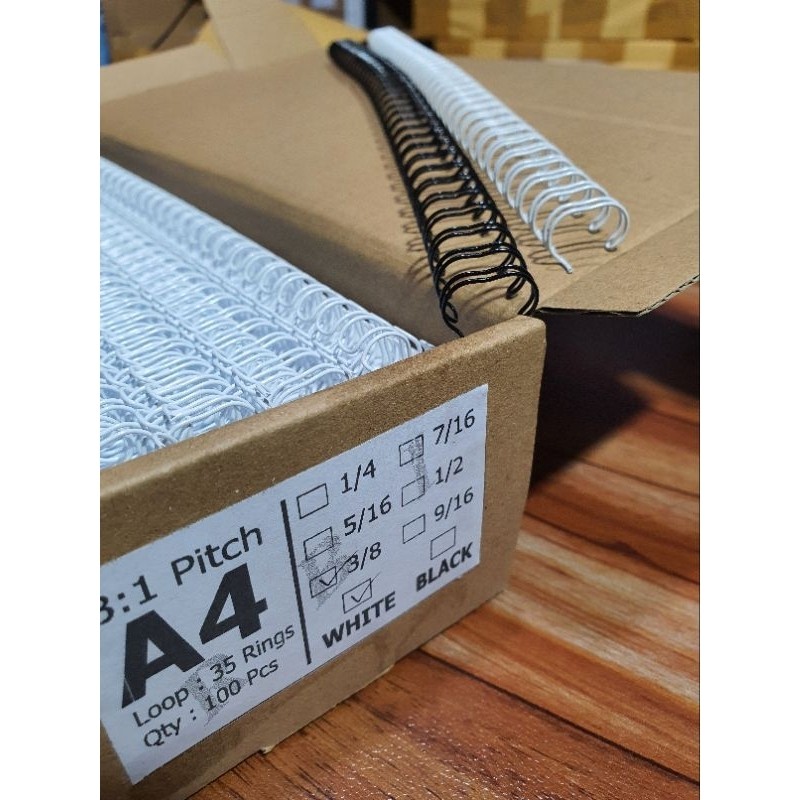 

[READY] Spiral Kawat Jilid (No.6) 3/8 F4 atau A4 Spiral Wire 3:1 38 atau 35 Loops isi 100pcs 1box