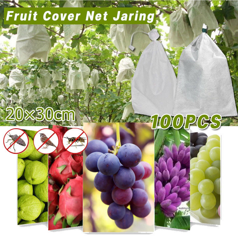 Baru 100Pcs Fruit Cover Net Jaring /Fruit Cover Anti Serangga /Kantong Jaring Pembungkus Buah
