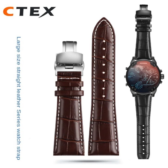 22 23 24 26 28mm Large Leather Watch Strap For Men For Diesel Armani