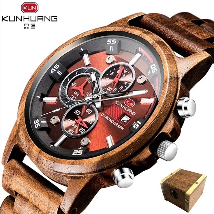 Men's Watch Natural Wood Watch Wooden Gift Box Handmade Wooden Quartz