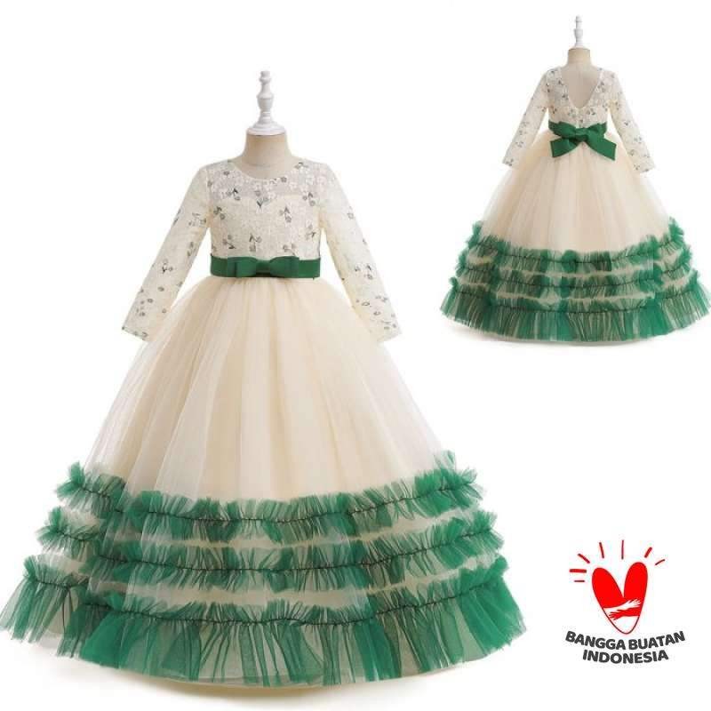 Dress Pesta Anak Perempuan Import . Gaun Putih Panjang Karakter Natal . W-42 *
