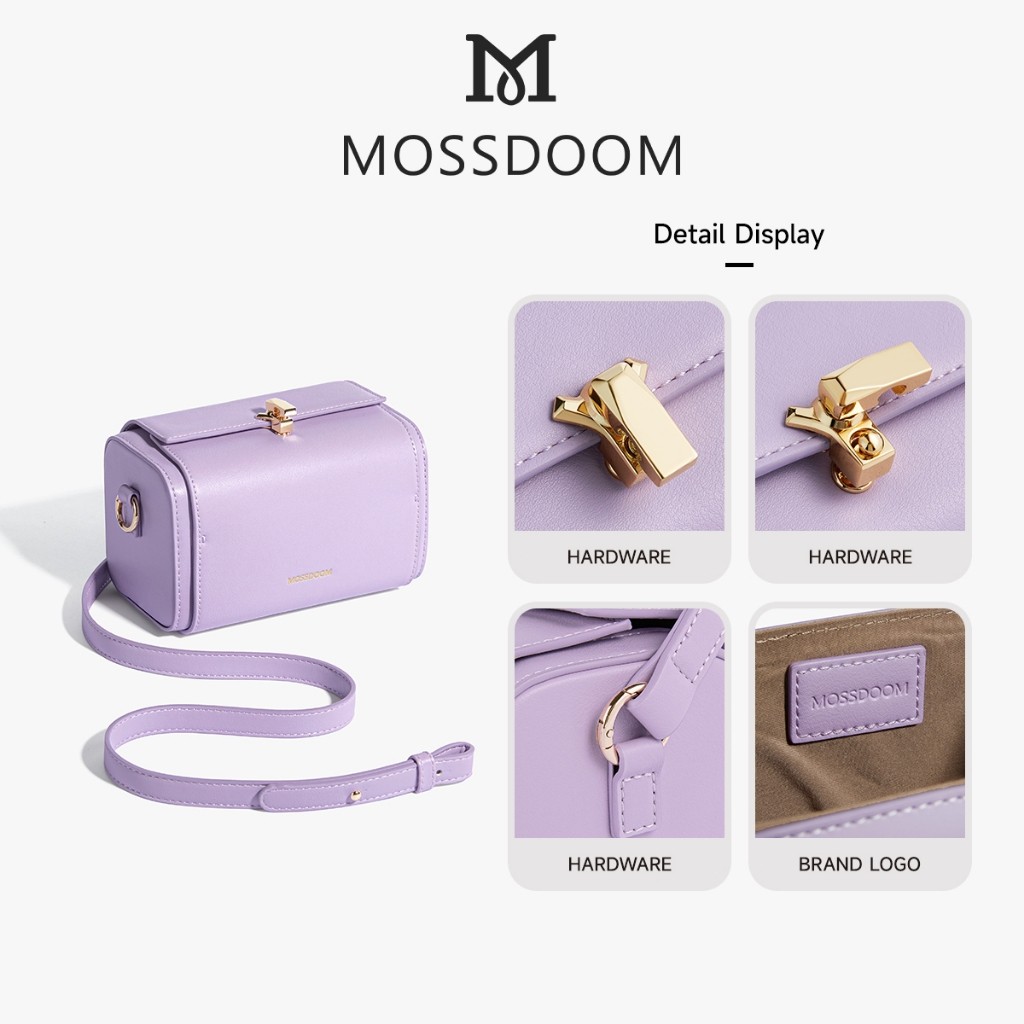 MOSSDOOM TAS WANITA BEXLEY BAG TAS KOTAK ELEGAN TAS SELEMPANG DESAIN KUNCI WARNA SOLID