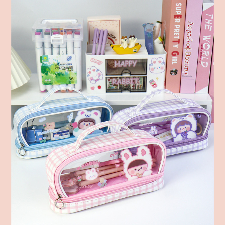 

TXS40 TEMPAT PENSIL KARTUN TRANSPARAN LUCU KOTAK PENSIL TEMPAT PEN KOTAK PEN MKT