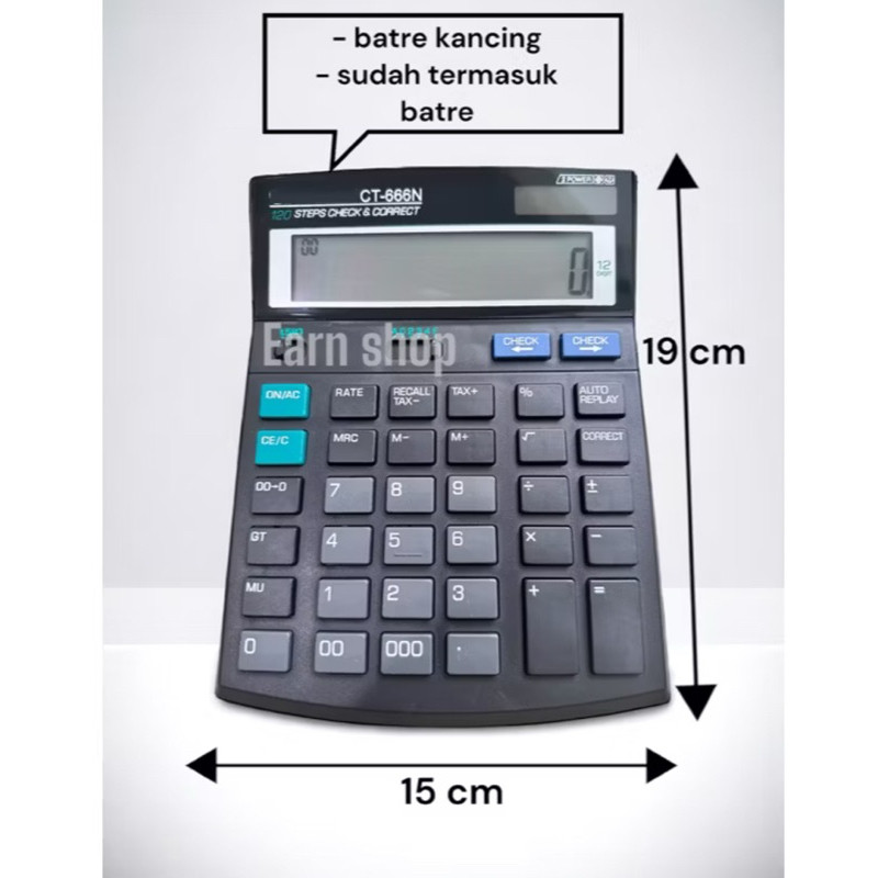 

[JIB] BAYAR DI TEMPAT KALKULATOR CT-666N CALCULATOR CEKULANG 12 DIGIT JUMBO 000 NOL TIGA CALCULATOR