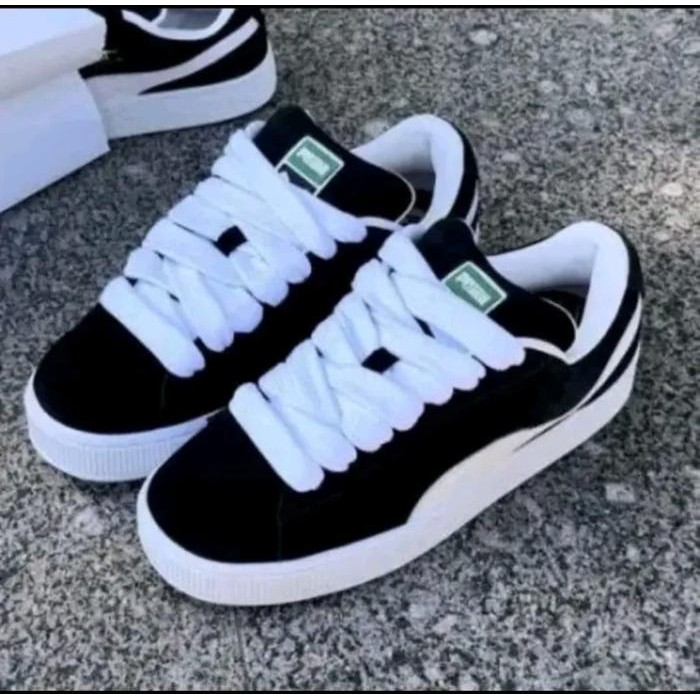 SEPATU SKATE SNEAKERS PVM4 SUEDE XL MODEL GEMUK CLASSIC PRIA DAN WANITA CASUAL SHOES BLACK PUTIH