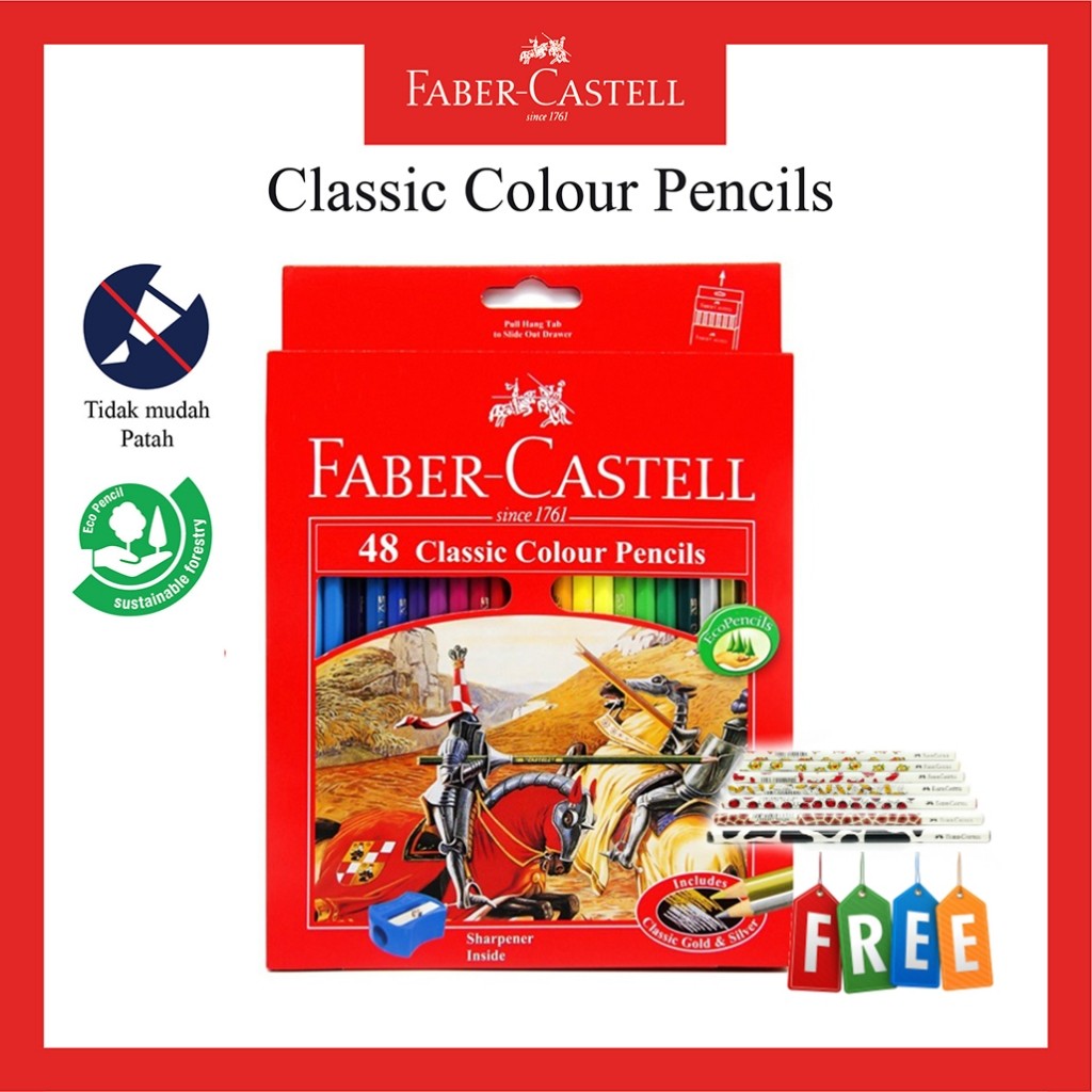 

[READY] Pensil Warna Faber Castell 48 Warna / Classic Colour Pencil / Ukuran Panjang / Gratis Rautan