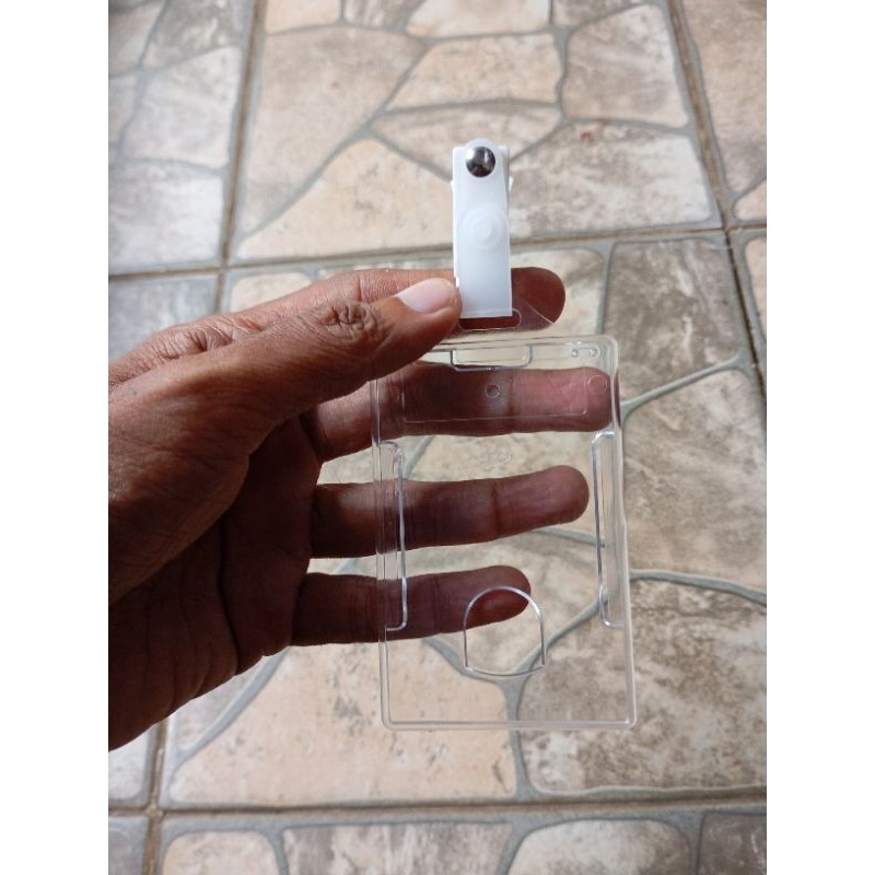

JH8 Tempat ID Card acrylic akrilik bening import plus penjepit jepitan Name Tag plastik putih
