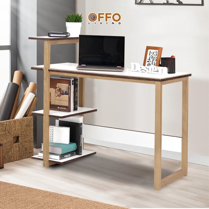 Offo Living Furniture - Meja Tulis / Meja Belajar Dengan Rak Buku Aiko