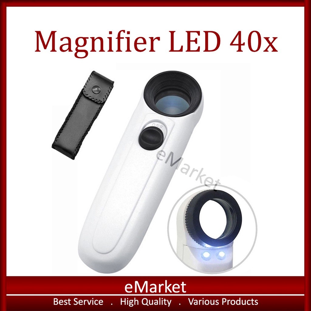 

JH8 Kaca Pembesar LED 40x / Lampu Lup Lensa Magnifier Handheld / Membaca Perhiasan Komponen / Loupe