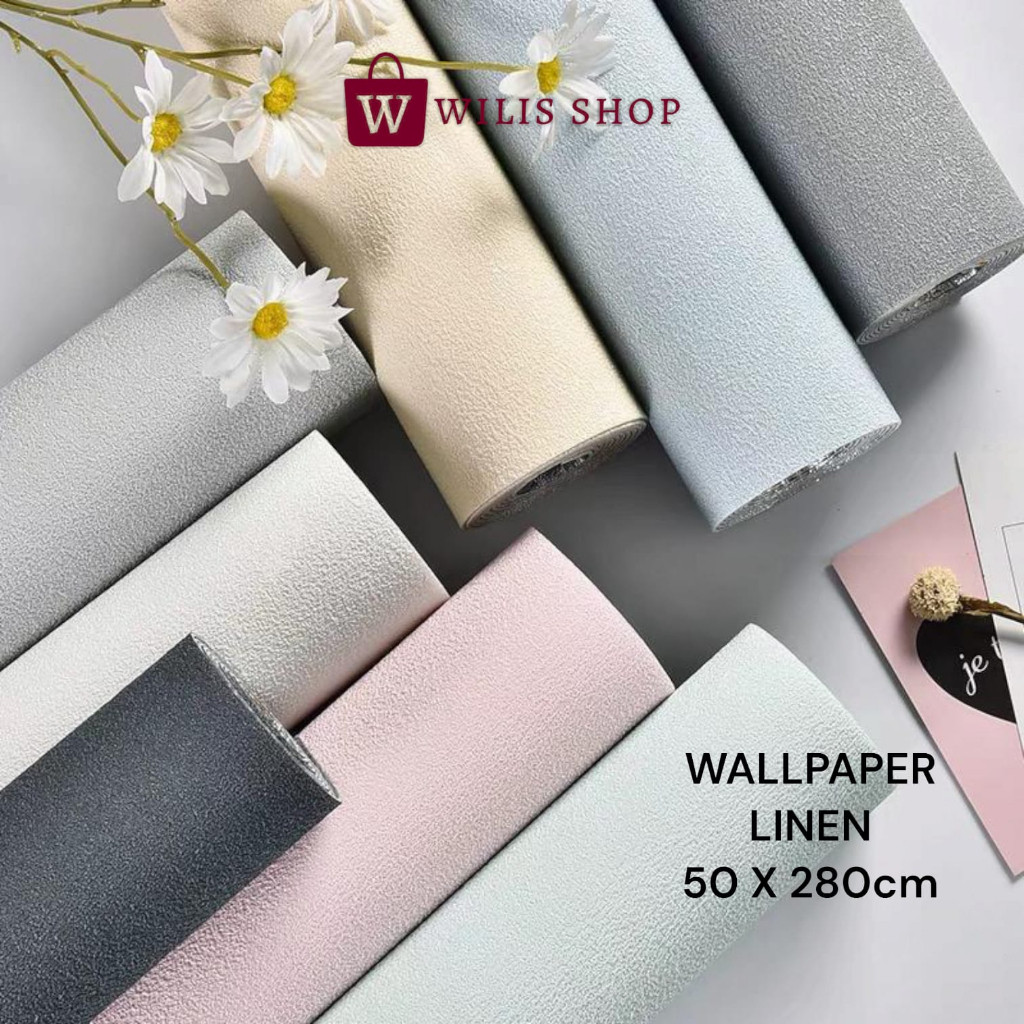 Wallpaper foam Linen Roll Wallpaper Dinding form Dekorasi Kamar Kelas atas